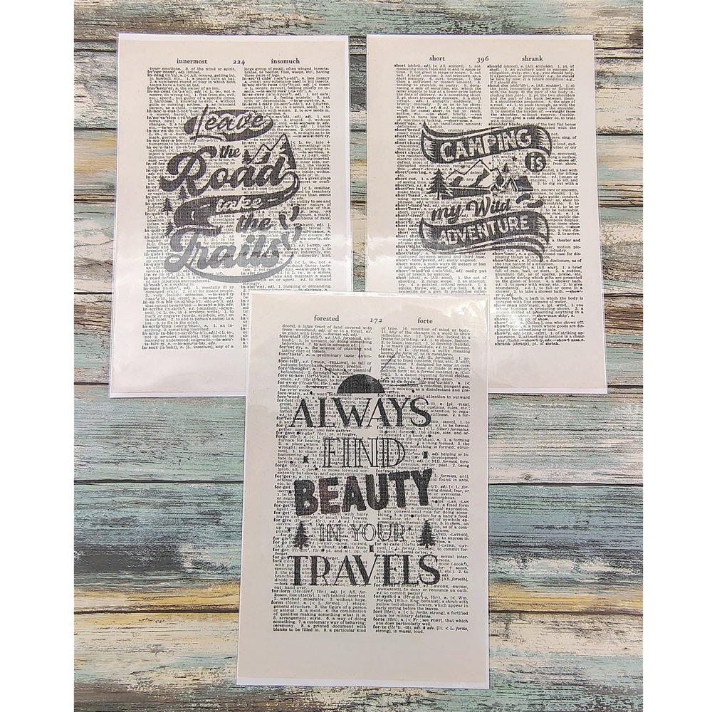 Camping Quotes Always Find Beauty Vintage Dictionary Page‎ Decor Rustic Style